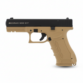 id-paintball Zoraki 917 Desert Gas- und Signalpistole in Tan mit schwarzem Schlitten und Polymer-Griffstück
