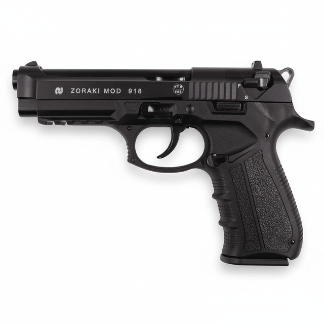 id-paintball Zoraki 918 Schreckschusspistole in Schwarz mit 9mm P.A.K. Kaliber und ergonomischem Griffstück