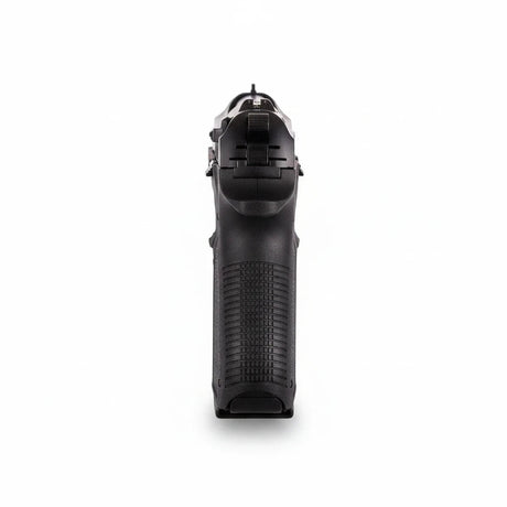 id-paintball Zoraki 918 Schreckschusspistole in Schwarz, Ansicht von hinten auf das ergonomische Griffstück