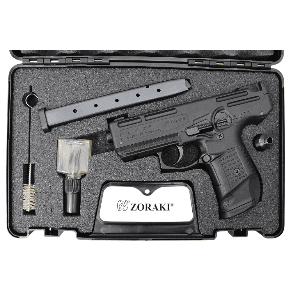 id-paintball Zoraki 925 Schreckschusspistole im Koffer mit zwei Magazinen, Reinigungsbürste und Öl