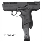 id-paintball Zoraki 925 Schreckschusspistole in Schwarz mit eingesetztem Magazin und Double-Action-Abzug