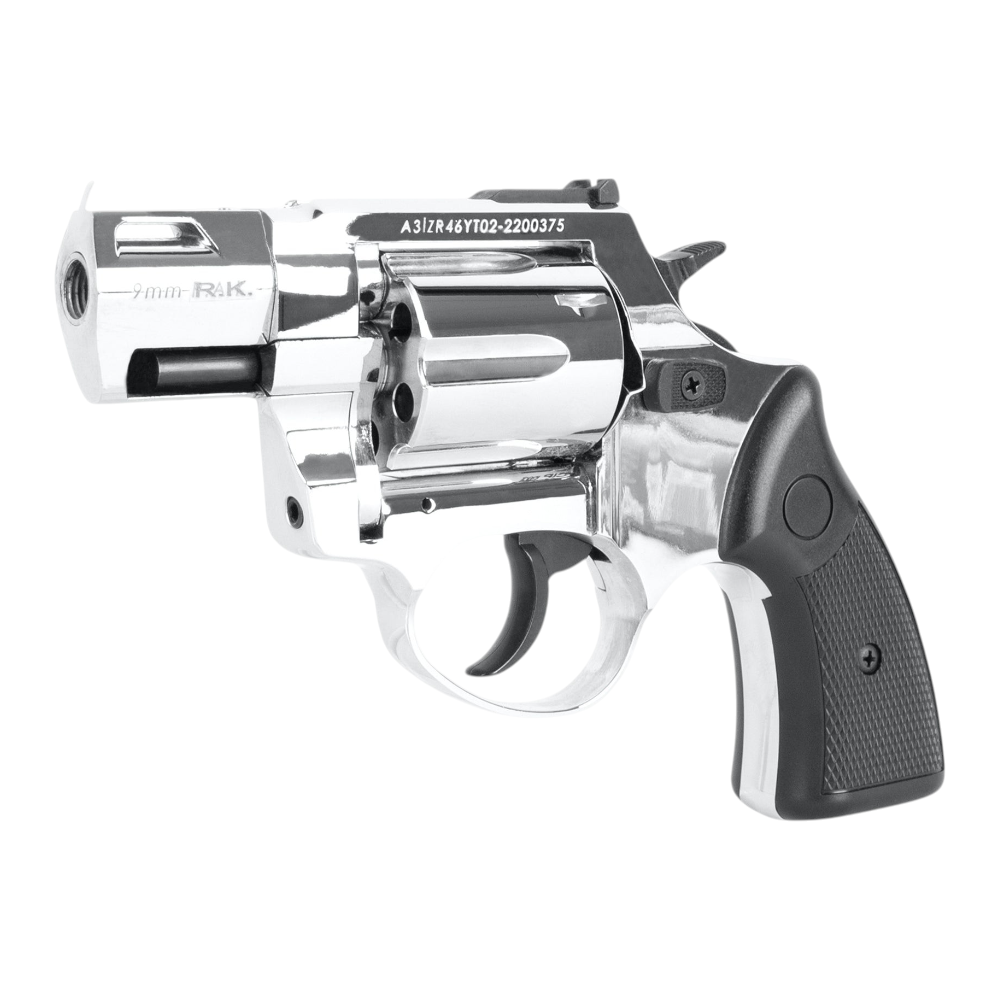 id-paintball Zoraki R2 Schreckschussrevolver in Chrom mit schwarzem Griff und 9mm Kaliber