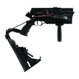 Schwarze Steambow AR-6 Stinger II Tactical Repetierarmbrust aus Polymer mit verstellbarem Schaft und Vordergriff