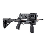 Steambow M10 Tactical Armbrust aus schwarzem Polymer mit Schnellwechsel-Wurfarm und vertikalem Vordergriff