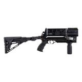 Schwarze Steambow M10 Tactical Armbrust aus Polymer mit Schnellwechsel-Wurfarm und verstellbarem Hinterschaft